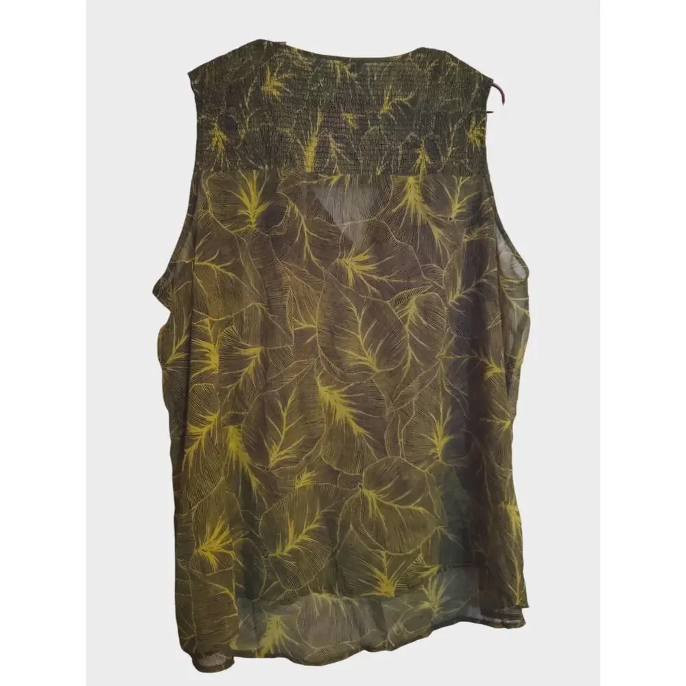 Liz Claiborne Women’s Green & Light Green Leaf Floral Sleeveless Top Size‎ 3X - Picture 2 of 3